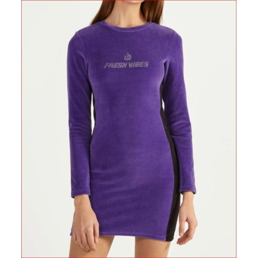 Bershka women dress 0515/326/654 Fresh Vibes purple cotton velvet XS $39